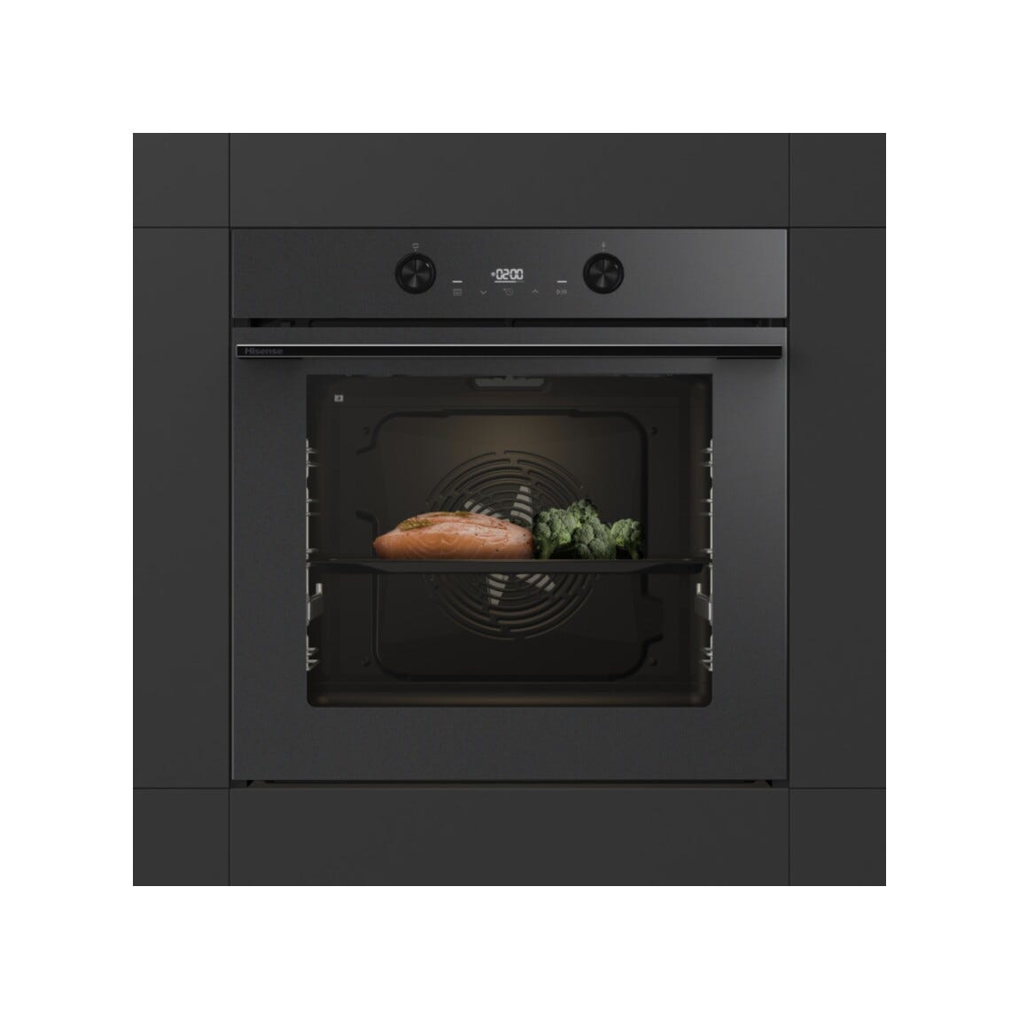Hisense BI64223EPMB Hi4 Forno da incasso cm. 60, capacità 78 litri, Air Fry, Pizza 300°C, pirolitico, nero