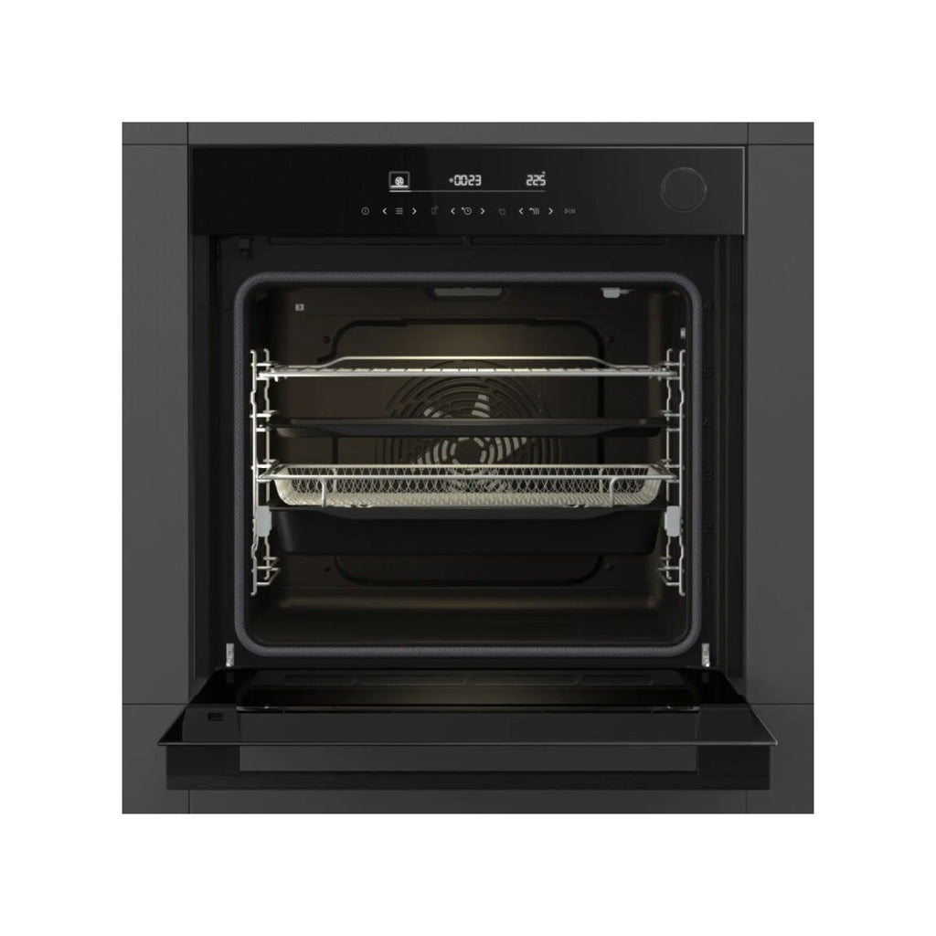 Hisense BSA6634PBG8 Hi6 Forno da incasso cm. 60, capacità 77 litri, Steam Add Plus, Air Fry, Pizza 300°C, pirolitico, nero