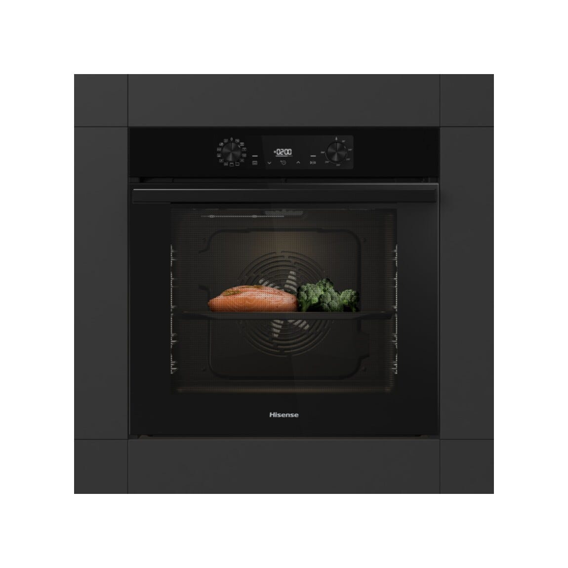 Hisense BIV64211AB Forno elettrico da incasso cm. 60, capacità 77 litri, AirFry, Pizza 300°C, FrozenBake, nero