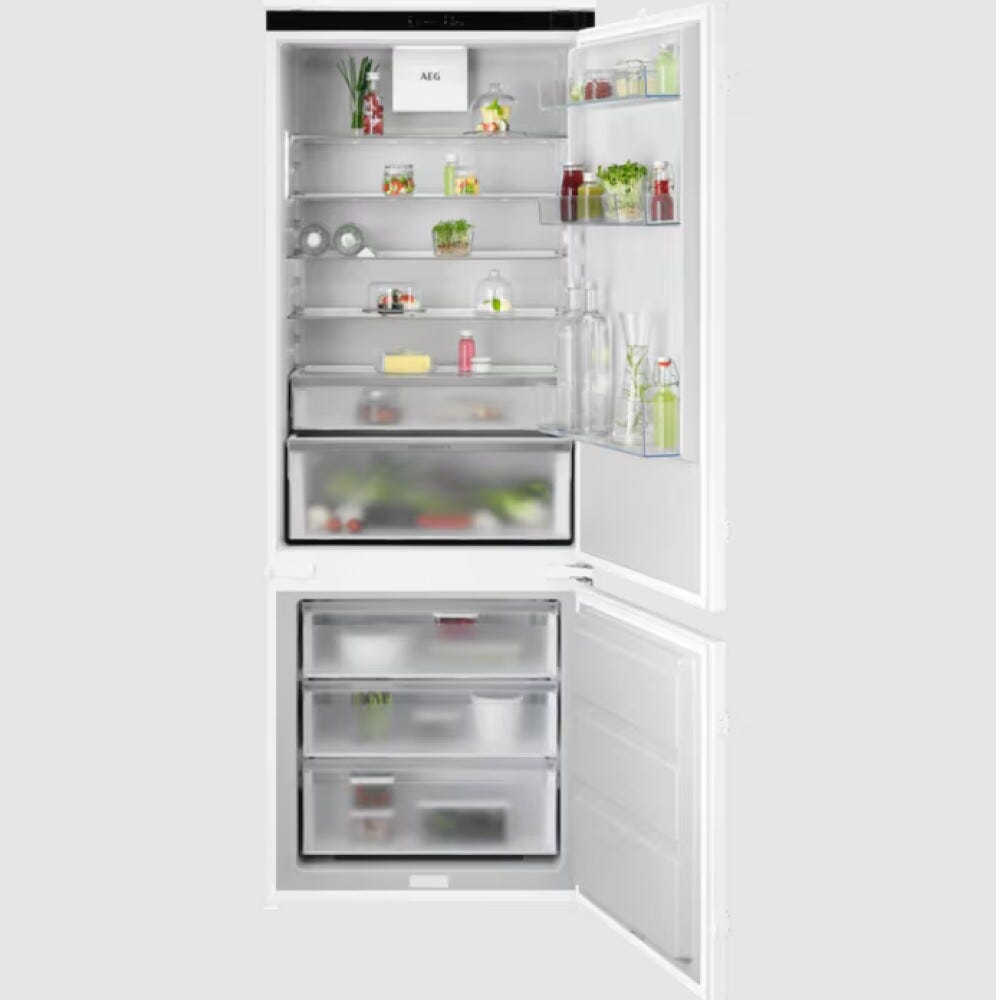AEG NSC8T751DS Serie 8000 Frigorifero combinato da incasso 375 litri, larghezza 75 cm, AI CoolAssist, Cooling 360°, TwinTech Total No Frost Plus