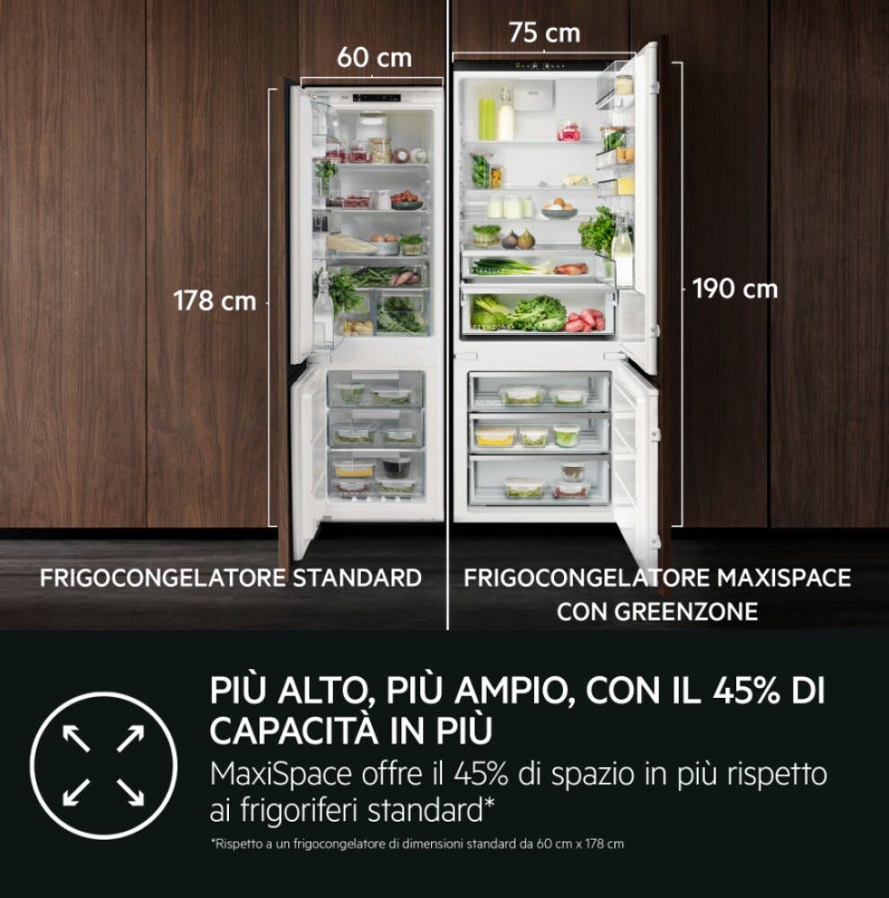 AEG NSC8T751DS Serie 8000 Frigorifero combinato da incasso 375 litri, larghezza 75 cm, AI CoolAssist, Cooling 360°, TwinTech Total No Frost Plus