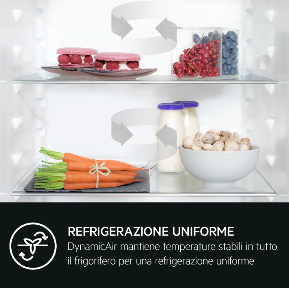 AEG NSC8T751DS Serie 8000 Frigorifero combinato da incasso 375 litri, larghezza 75 cm, AI CoolAssist, Cooling 360°, TwinTech Total No Frost Plus