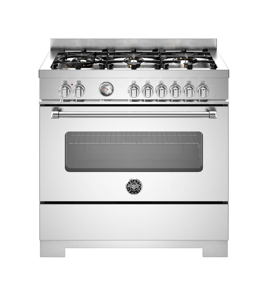 Bertazzoni MAS96L1EXT2 Master Cucina da accosto 90 cm, piano a gas 6 fuochi, forno elettrico multifunzione 103 l, inox