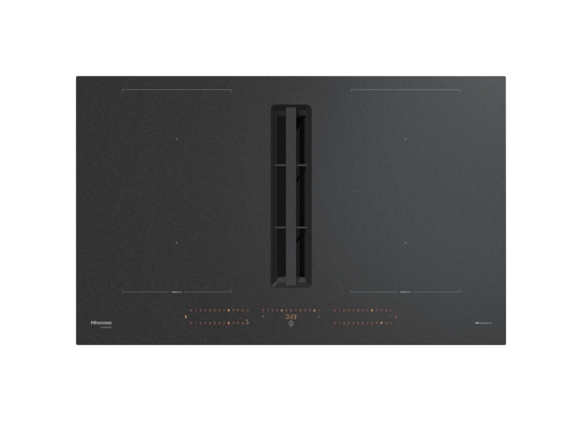 Hisense HEH8443BSRWF Hi8 Piano a induzione con cappa integrata cm. 83, 4 zone, aspirazione 611 m³/h, nero