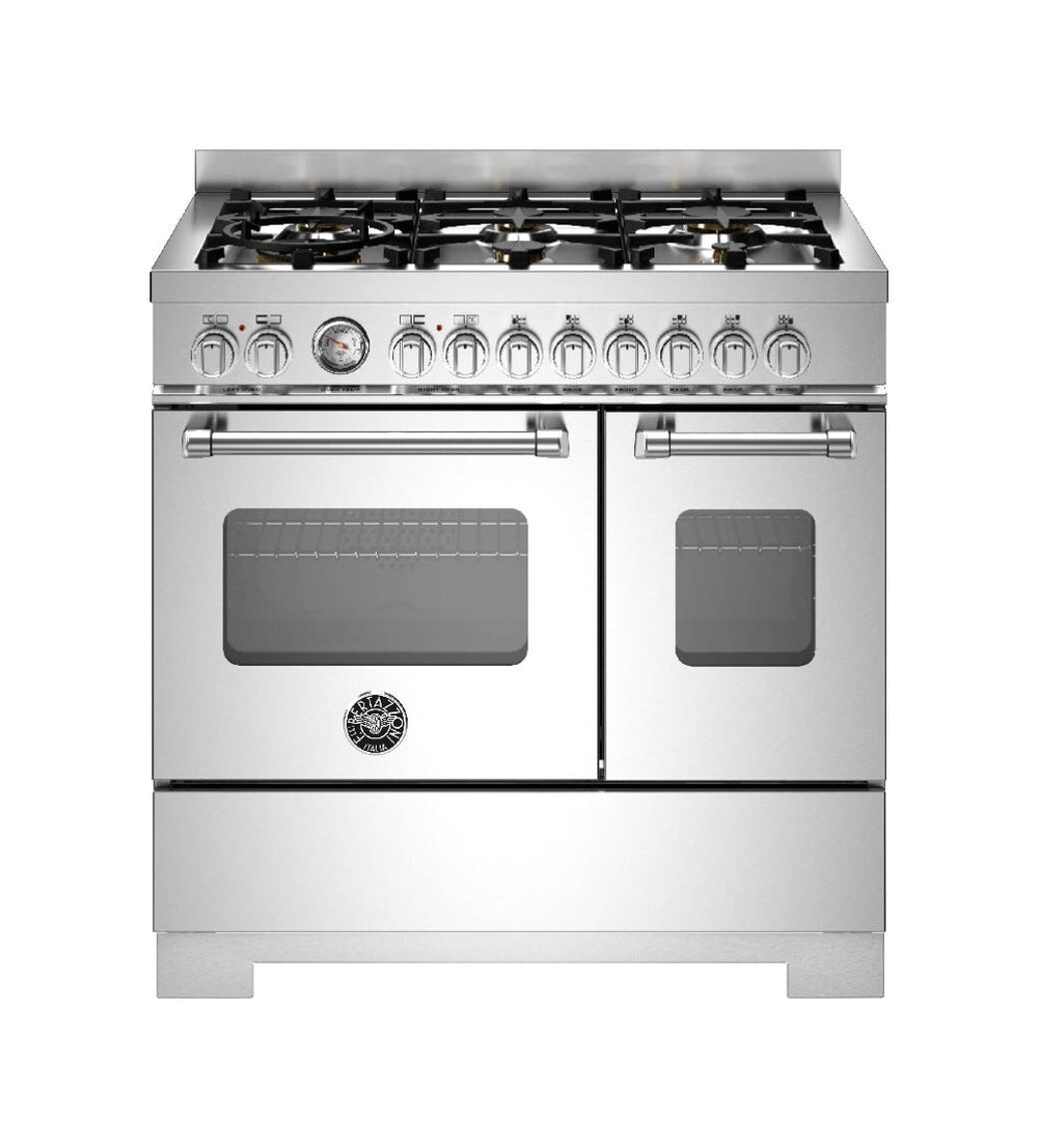 Bertazzoni MAS96L2EXT2 Master Cucina da libera installazione 90 cm, 6 fuochi a gas, doppio forno elettrico multifunzione, inox