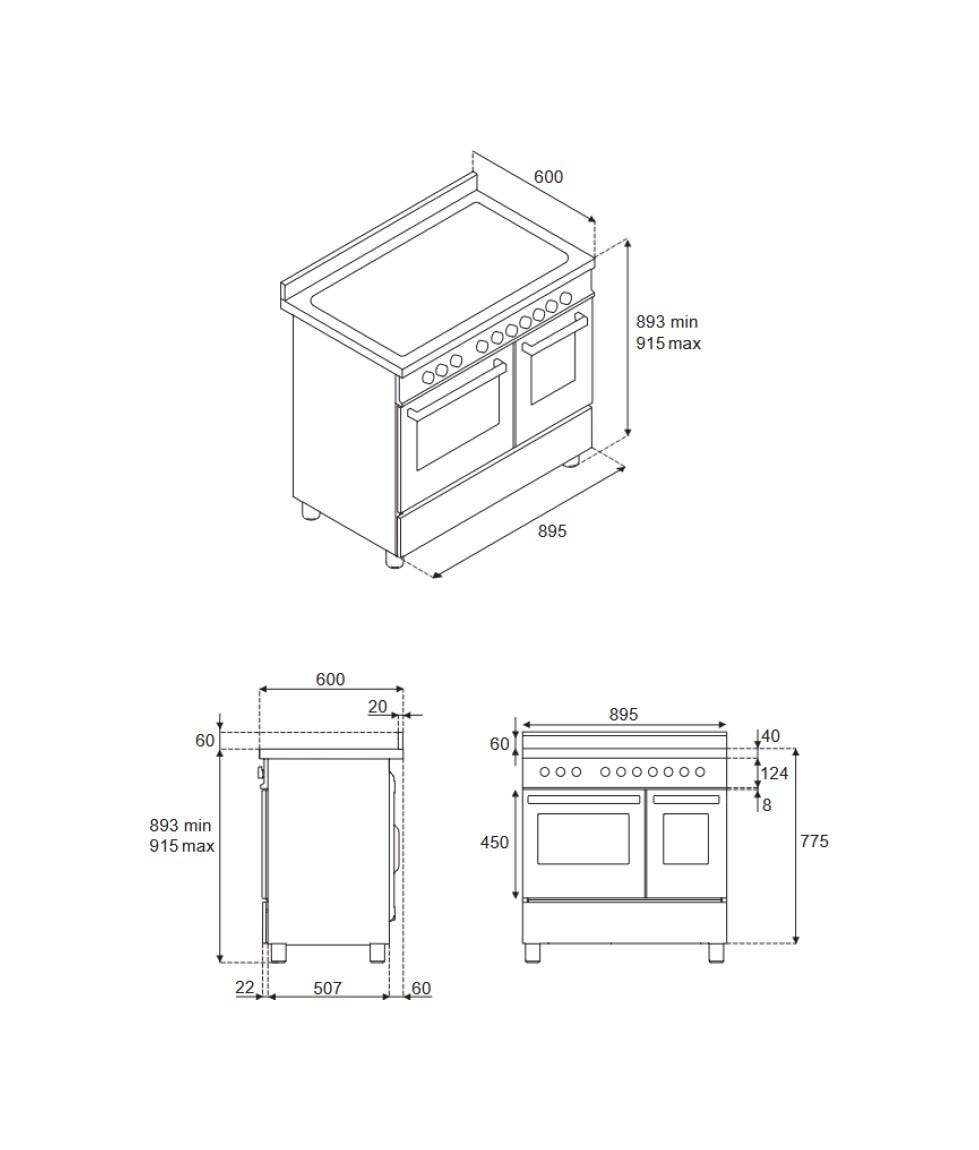Bertazzoni MAS96L2EXT2 Master Cucina da libera installazione 90 cm, 6 fuochi a gas, doppio forno elettrico multifunzione, inox