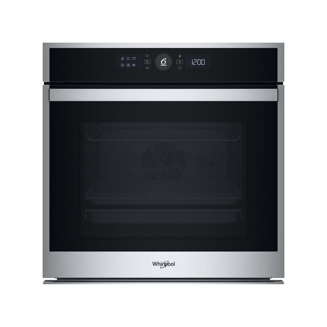 Whirlpool WOI4S8PPM1SX Forno elettrico da incasso cm. 60, capacità 73 litri, Pirolitico + Idrolitico, 6° Senso, AirFry, classe A+, inox/nero