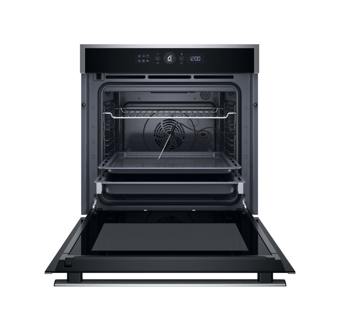Whirlpool WOI4S8PPM1SX Forno elettrico da incasso cm. 60, capacità 73 litri, Pirolitico + Idrolitico, 6° Senso, AirFry, classe A+, inox/nero