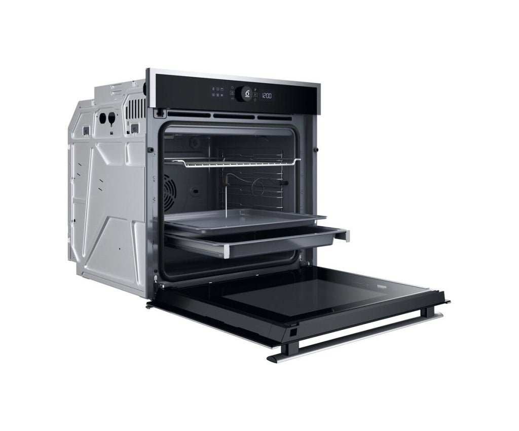 Whirlpool WOI4S8PPM1SX Forno elettrico da incasso cm. 60, capacità 73 litri, Pirolitico + Idrolitico, 6° Senso, AirFry, classe A+, inox/nero