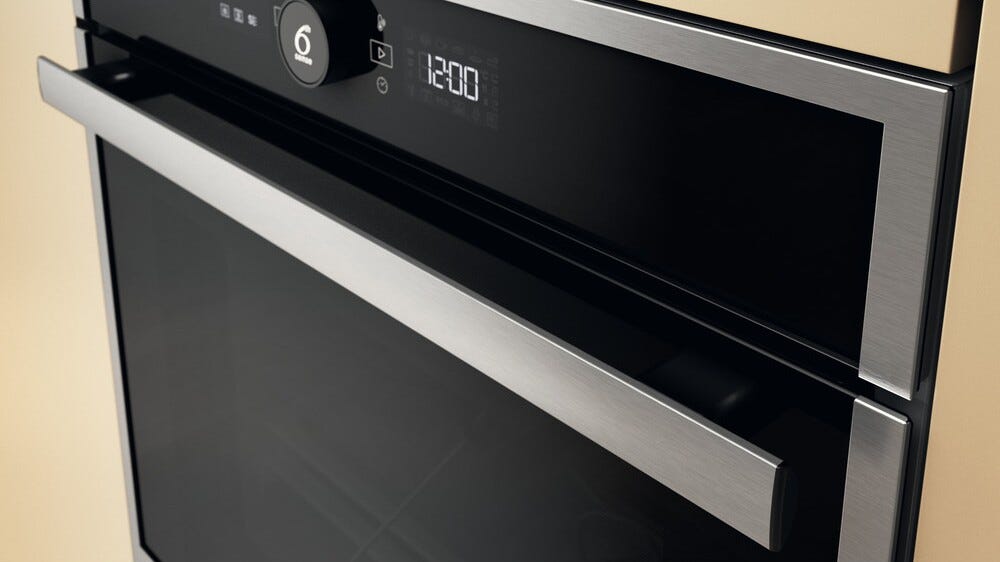Whirlpool WOI4S8PPM1SX Forno elettrico da incasso cm. 60, capacità 73 litri, Pirolitico + Idrolitico, 6° Senso, AirFry, classe A+, inox/nero