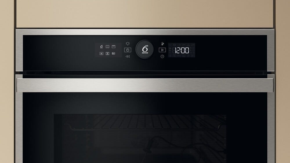 Whirlpool WOI4S8PPM1SX Forno elettrico da incasso cm. 60, capacità 73 litri, Pirolitico + Idrolitico, 6° Senso, AirFry, classe A+, inox/nero