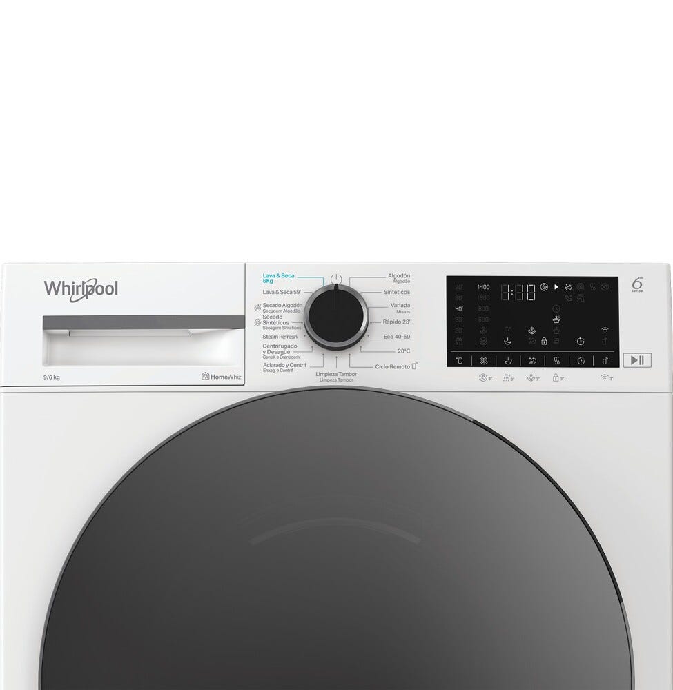 Whirlpool WAD 9636W SPT Lavasciuga a libera installazione cm. 60, capacità 9+6 kg, 1400 giri, motore inverter, 6° Senso, bianco