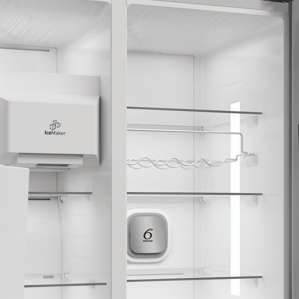 Whirlpool WHG2 6574W X5E Frigorifero con congelatore Side-by-Side cm. 91, capacità 578 litri, Total No Frost, fabbricatore di ghiaccio, 6° Senso, grigio