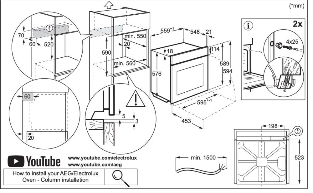 AEG NBU7A62KT serie 7000 72 litri, forno elettrico multifunzione, cm. 60, display Touch-screen, pulizia Aqua Cleaning, cottura assistita, WiFi, classe A+, nero opaco