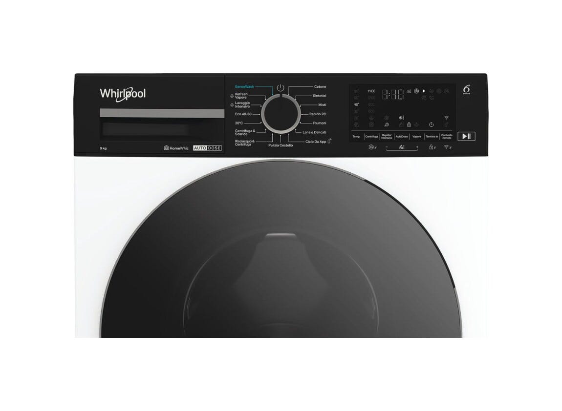 Whirlpool WPM 99W ADS IT Lavatrice a libera installazione cm. 60, capacità 9 kg, 1400 giri, Motore Inverter, HomeWhiz, bianco