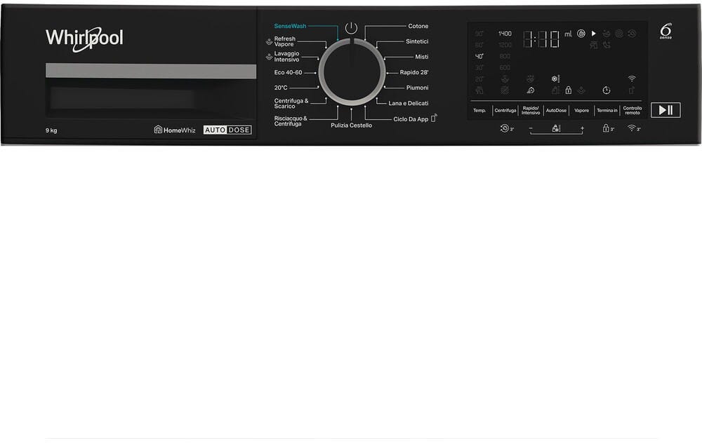 Whirlpool WPM 99W ADS IT Lavatrice a libera installazione cm. 60, capacità 9 kg, 1400 giri, Motore Inverter, HomeWhiz, bianco