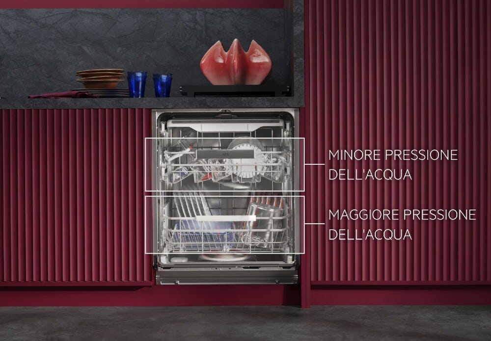 AEG NG82IX5TK serie 8000 Lavastoviglie integrata totale cm. 60, 14 coperti, Tecnologia AirDry, terzo cestello, ZoneClean, WiFi, classe A