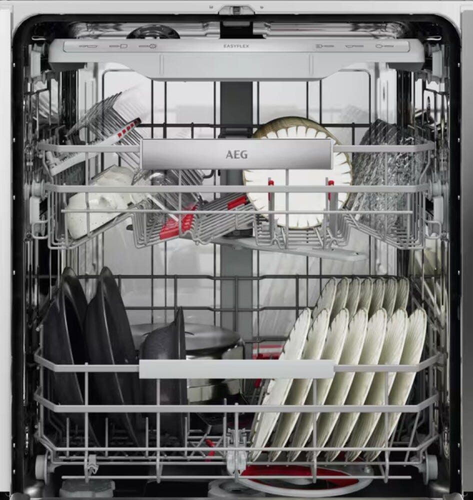 AEG NG82IX5TK serie 8000 Lavastoviglie integrata totale cm. 60, 14 coperti, Tecnologia AirDry, terzo cestello, ZoneClean, WiFi, classe A