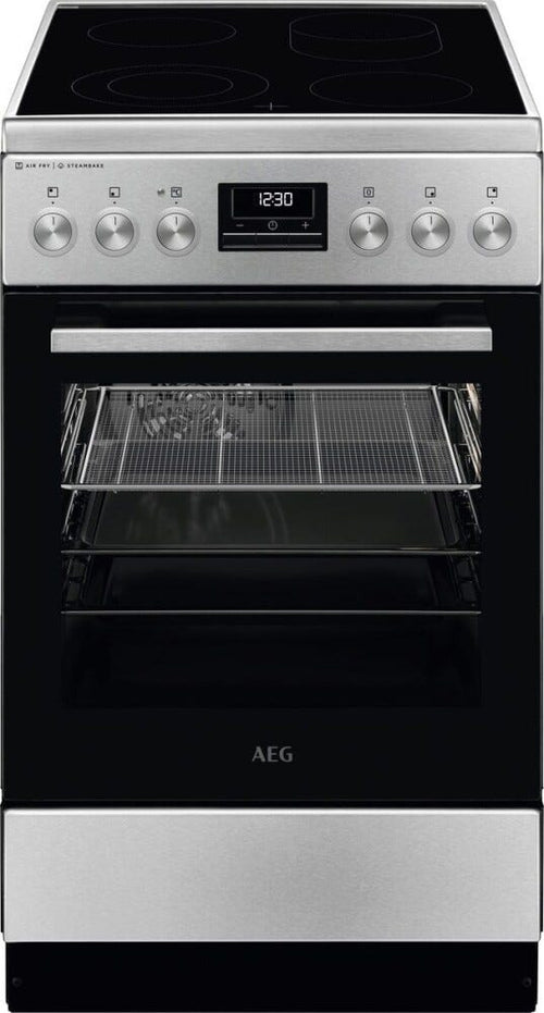 AEG CCB56490BM serie 6000 Cucina da accosto cm. 50x60, 4 zone cottura elettriche, 1 forno, cottura air fry, 58 litri, controllo a manopola, inox anti-impronta