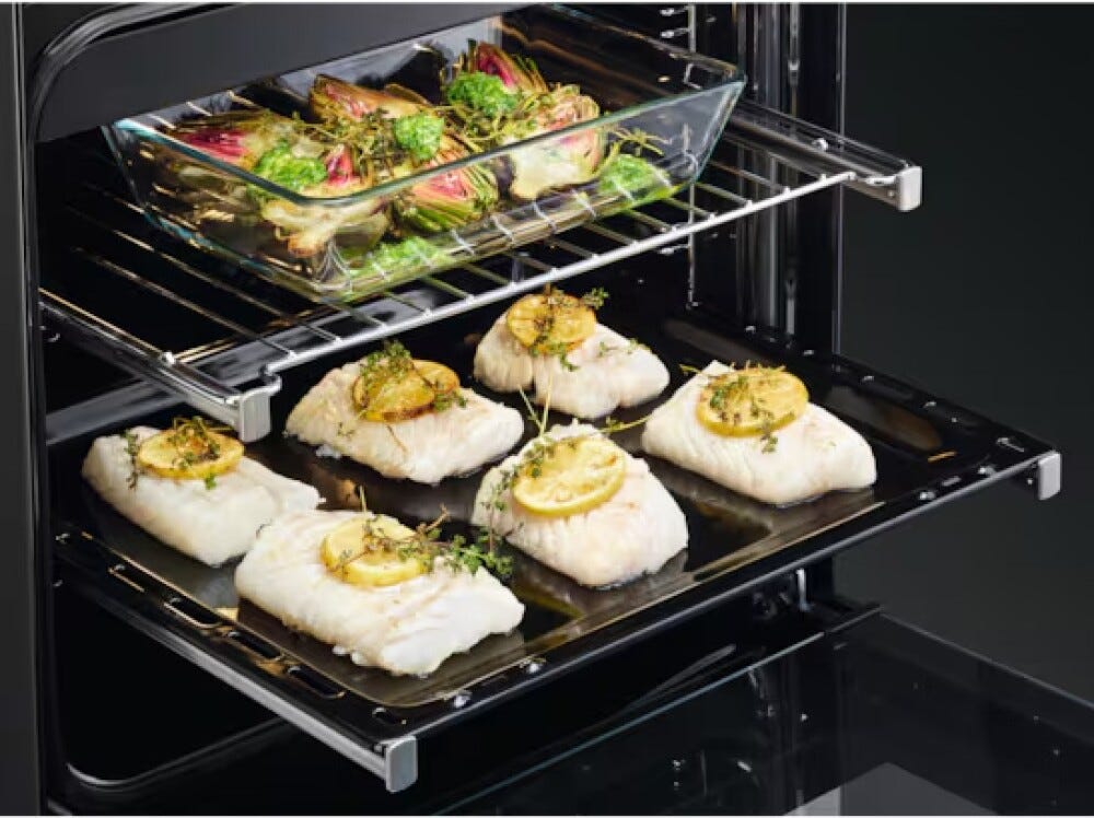 AEG CCB56490BM serie 6000 Cucina da accosto cm. 50x60, 4 zone cottura elettriche, 1 forno, cottura air fry, 58 litri, controllo a manopola, inox anti-impronta