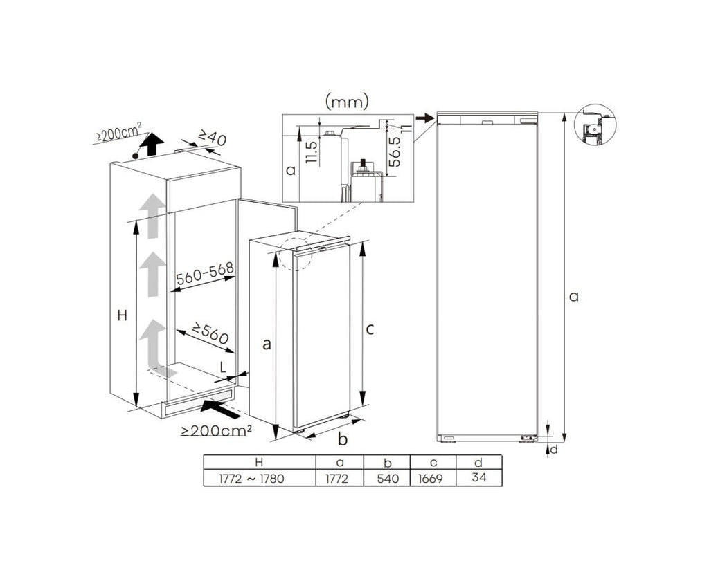 Hisense FT3B213SEWE1 Congelatore da incasso cm. 54, capacità 235 litri, No Frost, Convert Function
