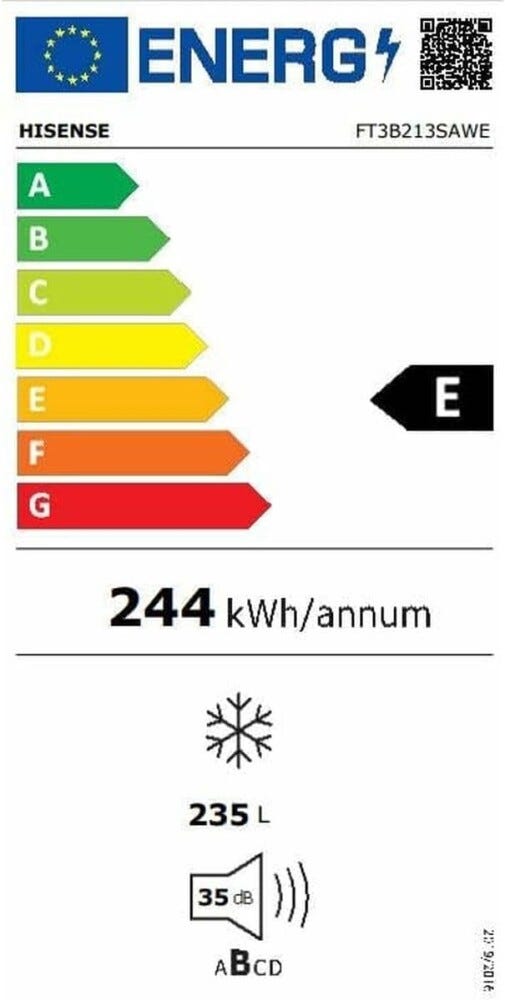 Hisense FT3B213SEWE1 Congelatore da incasso cm. 54, capacità 235 litri, No Frost, Convert Function