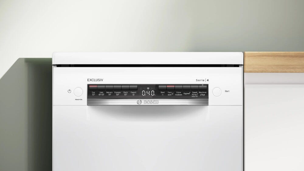 Bosch SPS4EMW02D serie 4 Lavastoviglie slim a libera installazione cm. 45, 10 coperti, Extra Dry, HygienePlus, terzo cestello, classe B, bianco