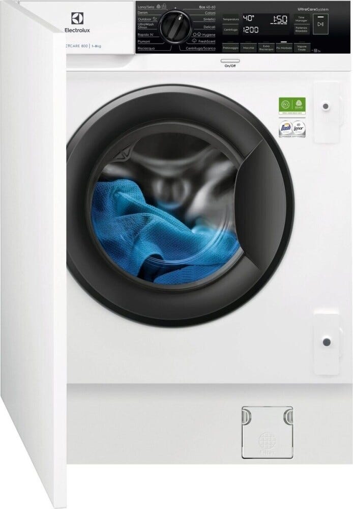 Electrolux EW7F8ABI serie 800 Lavatrice a carica frontale da incasso, 8 kg, 1400 giri, Programma UltraWash, funzione vapore, classe A