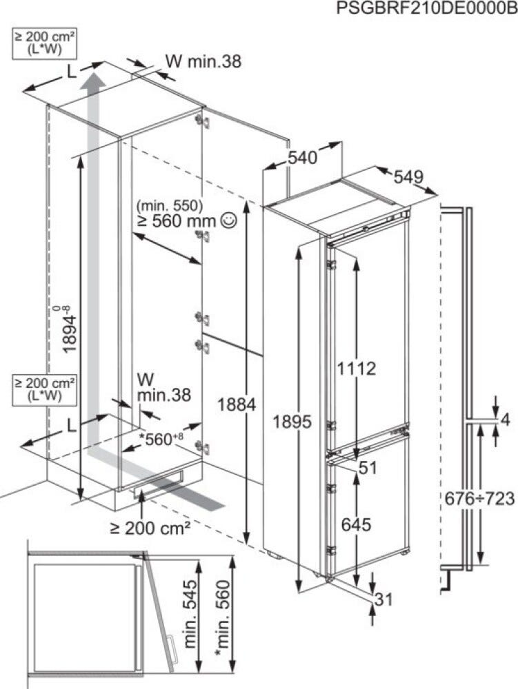 Electrolux KNA7CE19S serie 700 Frigorifero con congelatore da incasso cm. 54, altezza 190, 269 litri, funzione FastFreeze, TwinTech, Total No Frost, cassetto Extra Chill