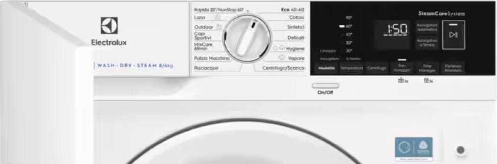 Electrolux EW7W84BDBI serie 700 Lavasciuga da incasso cm. 60, lavaggio 8 kg, asciugatura 4 kg, 1600 giri rpm, programma a Vapore, SensiCare