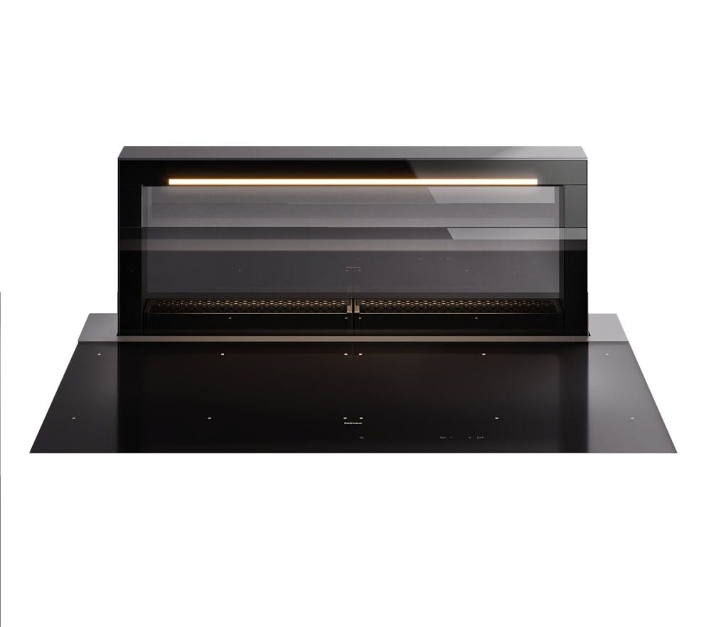 Falmec LEVEL ONE NERO OPACO COOKING Piano cottura a induzione 90 cm, vetroceramica nero opaco, cappa downdraft integrata, motore 800 m3/h