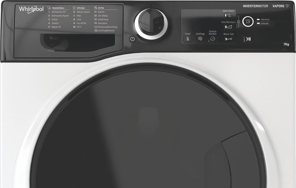 Whirlpool WSB 726 D IT Lavatrice cm. 60, capacità 7 kg, 1200 giri, tecnologia 6th Sense, bianco