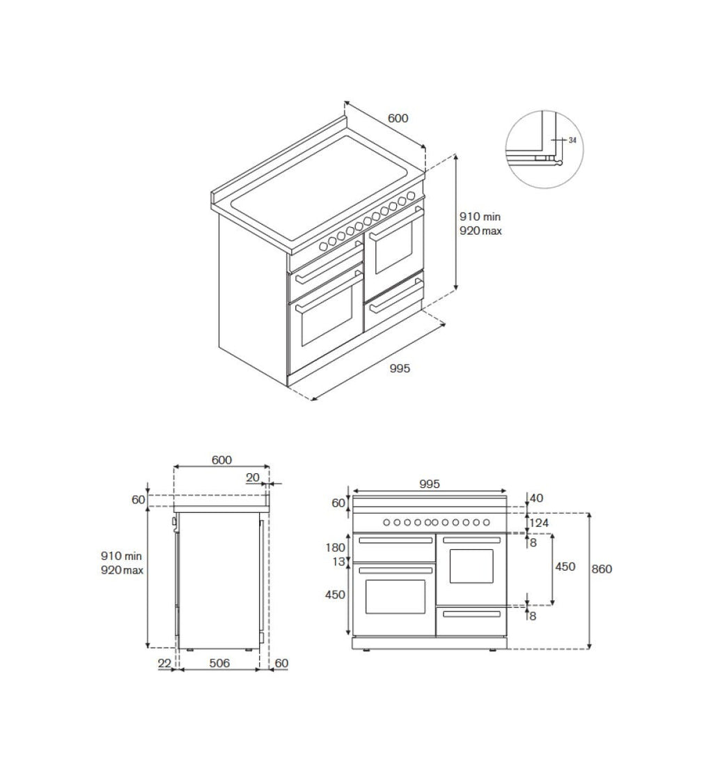 Bertazzoni HER105I3ENET2 Heritage Cucina da accosto con piano induzione 5 zone, forno triplo elettrico, nero opaco