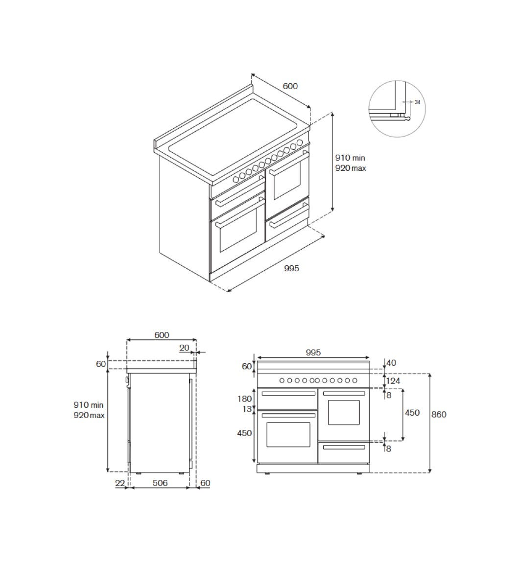 Bertazzoni HER105I3ENET2 Heritage Cucina da accosto con piano induzione 5 zone, forno triplo elettrico, nero opaco