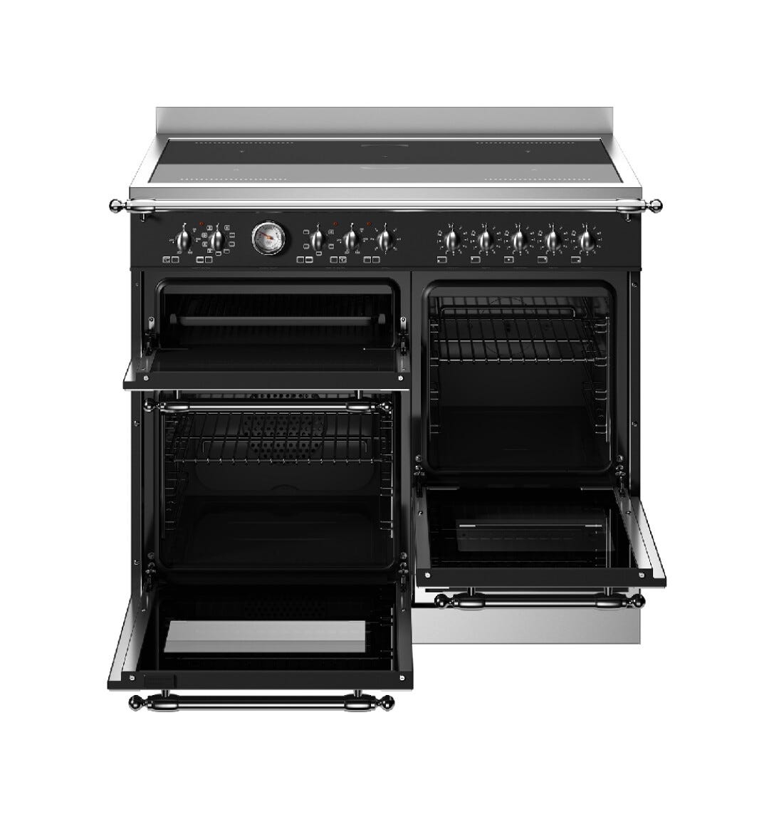 Bertazzoni HER105I3ENET2 Heritage Cucina da accosto con piano induzione 5 zone, forno triplo elettrico, nero opaco