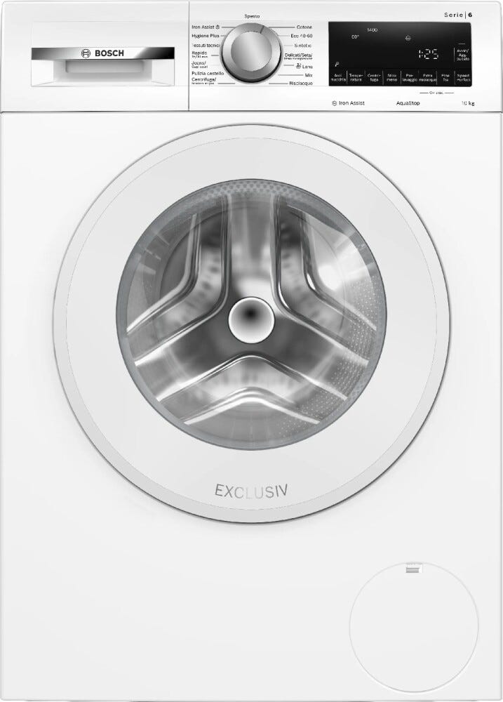 Bosch WGG254ZEIT serie 6 Lavatrice a carica frontale, 10 kg, centrifuga 1400 giri/min, Iron Assist, Hygiene Plus, classe A, bianco