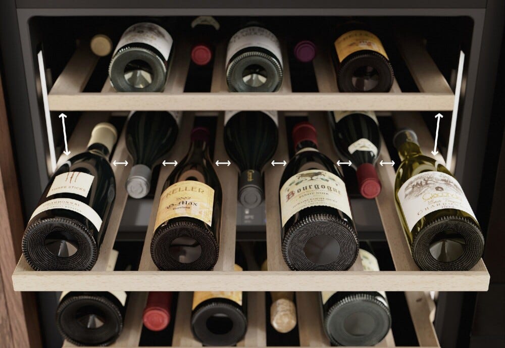 Electrolux EWCD280B6B Perfect Shelving 8000 Cantina vini da incasso cm. 60, altezza 59, 26 bottiglie, Dual Zone, vetro anti‑UV, nero