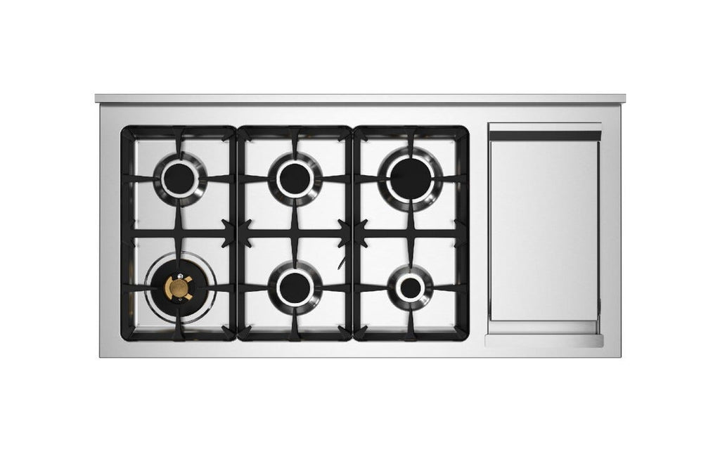 Bertazzoni HER126G2EAVT2 Heritage Cucina da accosto 120 cm, piano a gas 6 fuochi, doppio forno elettrico e piastra teppan-yaki, avorio