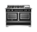 Bertazzoni HER126G2ENET2 Heritage Cucina da accosto 120 cm, piano a gas 6 fuochi, doppio forno elettrico e piastra teppan-yaki, nero opaco