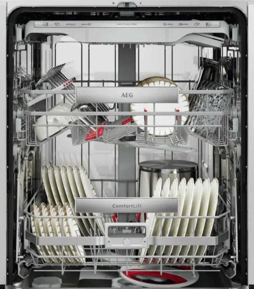 AEG NG97IX50PK serie 9000 Lavastoviglie integrata totale cm. 60, 14 coperti, Tecnologia AirDry, terzo cestello, interno XXL, GlassCare, programma Extra Silenzioso, classe A