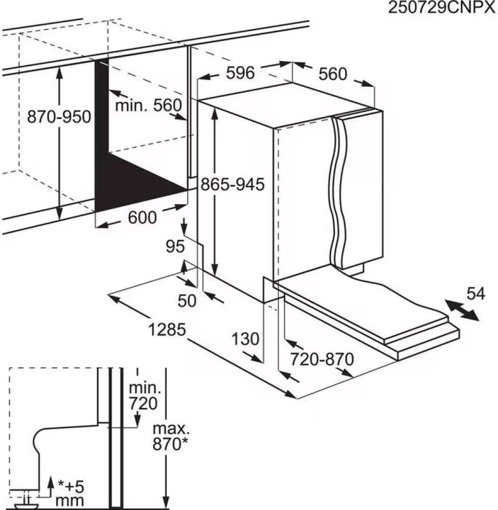 AEG NG97IX50PK serie 9000 Lavastoviglie integrata totale cm. 60, 14 coperti, Tecnologia AirDry, terzo cestello, interno XXL, GlassCare, programma Extra Silenzioso, classe A