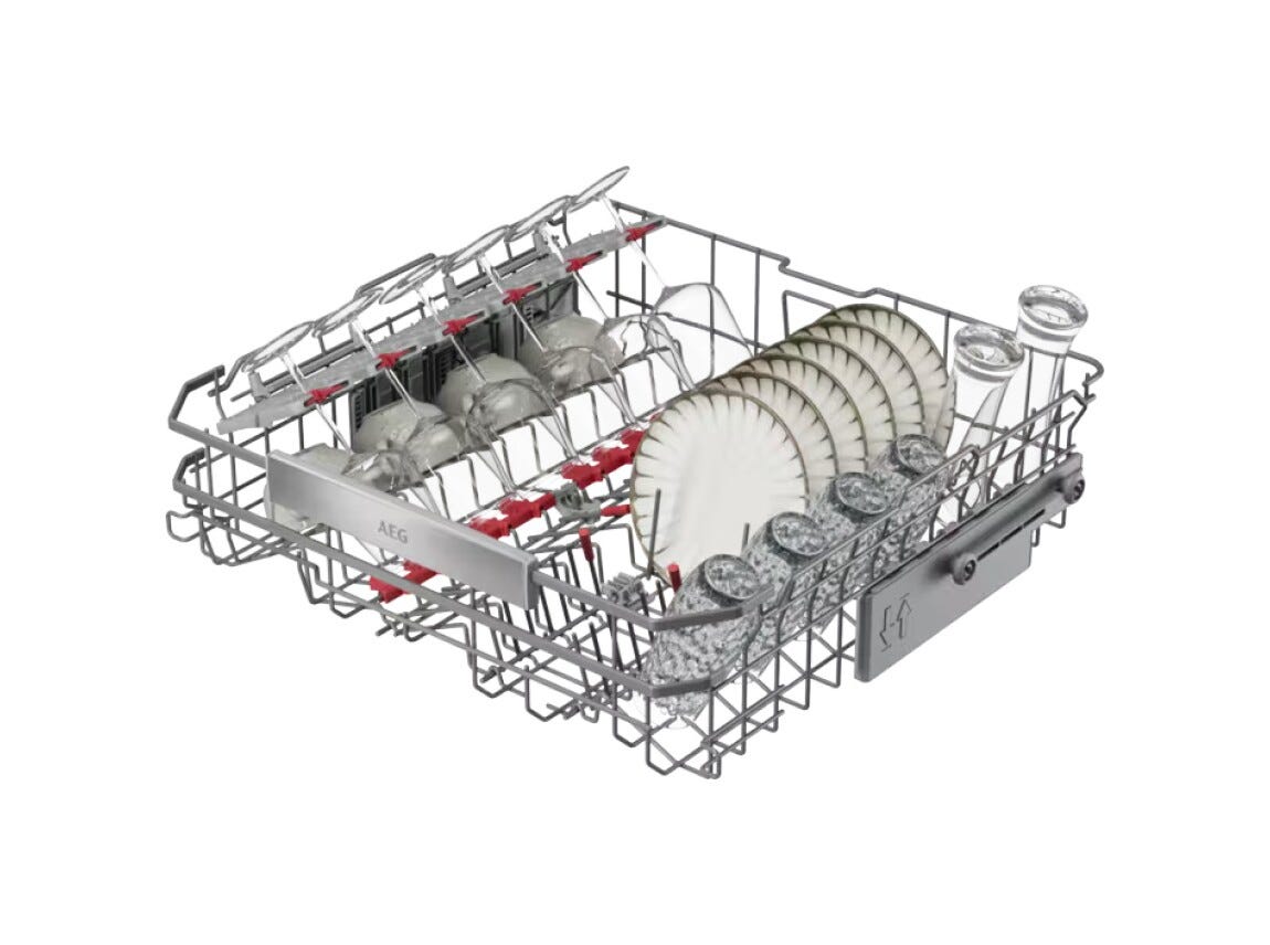 AEG NG97IX50PK serie 9000 Lavastoviglie integrata totale cm. 60, 14 coperti, Tecnologia AirDry, terzo cestello, interno XXL, GlassCare, programma Extra Silenzioso, classe A