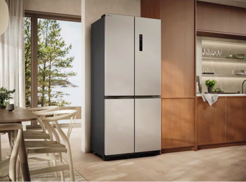 Electrolux LLT8HE49U0 serie 800 Frigorifero con congelatore 4 porte cm. 84, altezza 193, 485 litri, perfect fit slot in, fastfreeze, Total No Frost, pannello Cooling360, cassetto GreenZone, inox