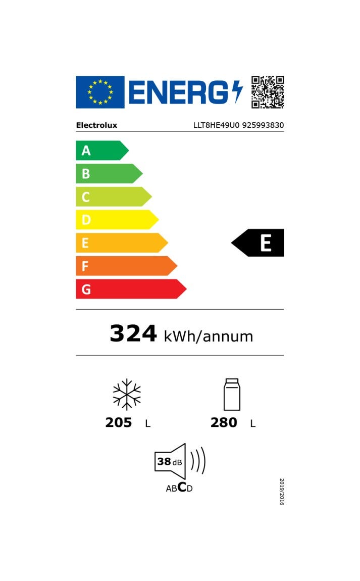 Electrolux LLT8HE49U0 serie 800 Frigorifero con congelatore 4 porte cm. 84, altezza 193, 485 litri, perfect fit slot in, fastfreeze, Total No Frost, pannello Cooling360, cassetto GreenZone, inox