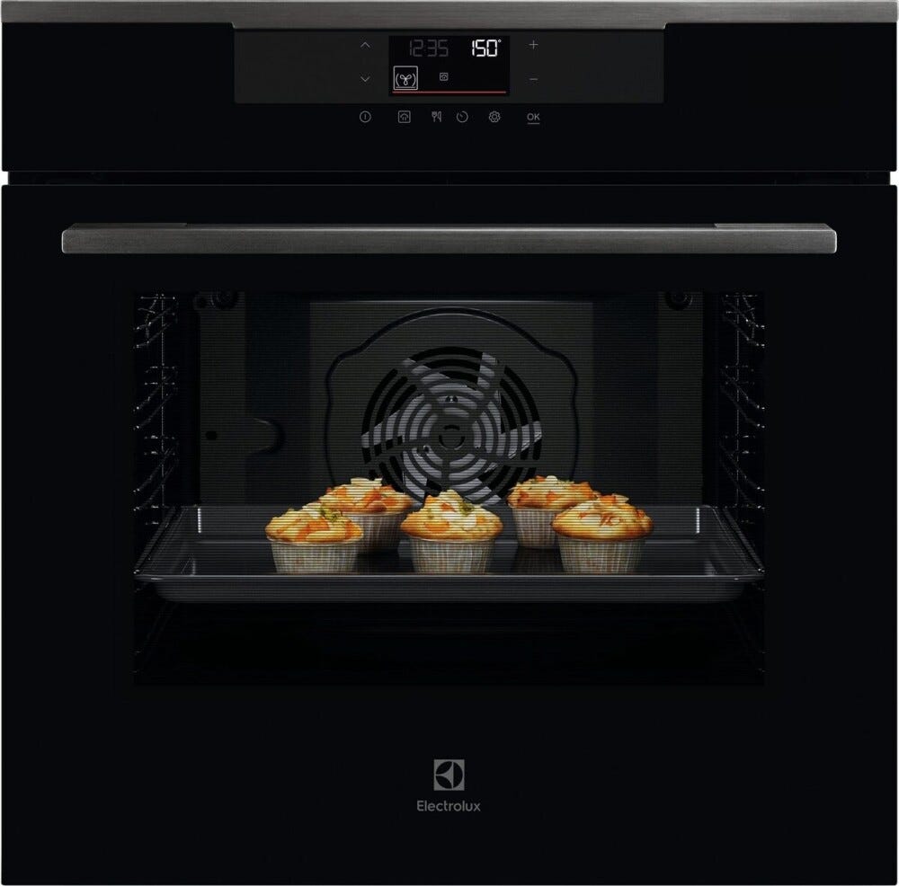 Electrolux KODCH00H serie 700 Forno elettrico multifunzione cm. 60, 72 litri, funzione vapore, AirFry, Comandi Touch, pulizia idrolitica, cottura guidata, classe A++, nero