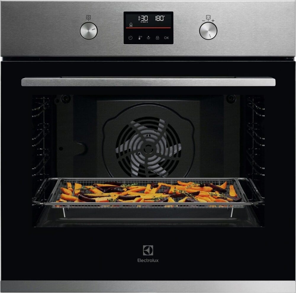 Electrolux KOMFP46X2 serie 500 Forno elettrico multifunzione cm. 60, 72 litri, pirolitico, display e manopole a scomparsa, cottura AirFry, inox anti-impronta
