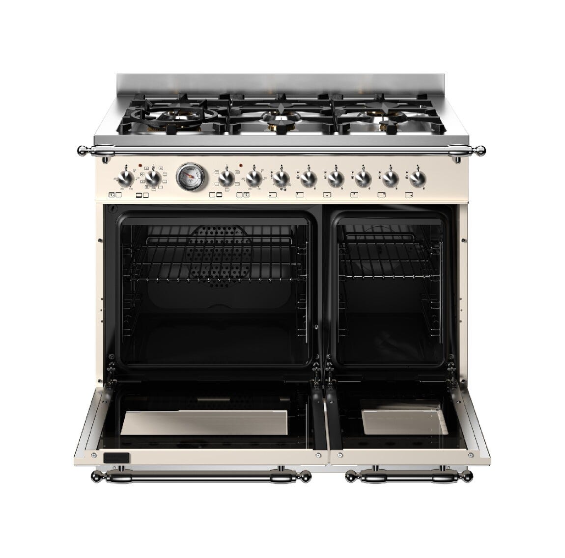 Bertazzoni HER96L2EAVT2 Heritage Cucina da accosto 90 cm, 6 fuochi a gas, doppio forno elettrico, Air Frying, avorio