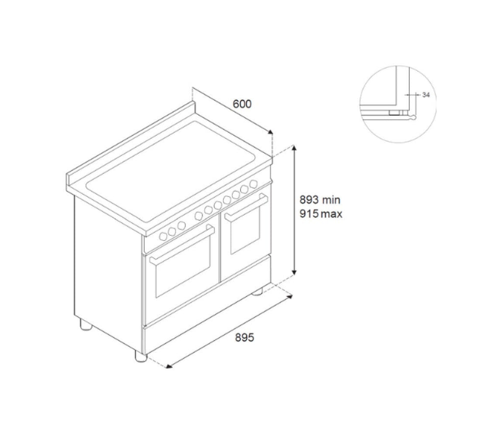 Bertazzoni HER96L2EAVT2 Heritage Cucina da accosto 90 cm, 6 fuochi a gas, doppio forno elettrico, Air Frying, avorio