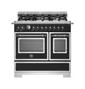 Bertazzoni HER96L2ENET2 Heritage Cucina da accosto 90 cm, 6 fuochi a gas, doppio forno elettrico, nero