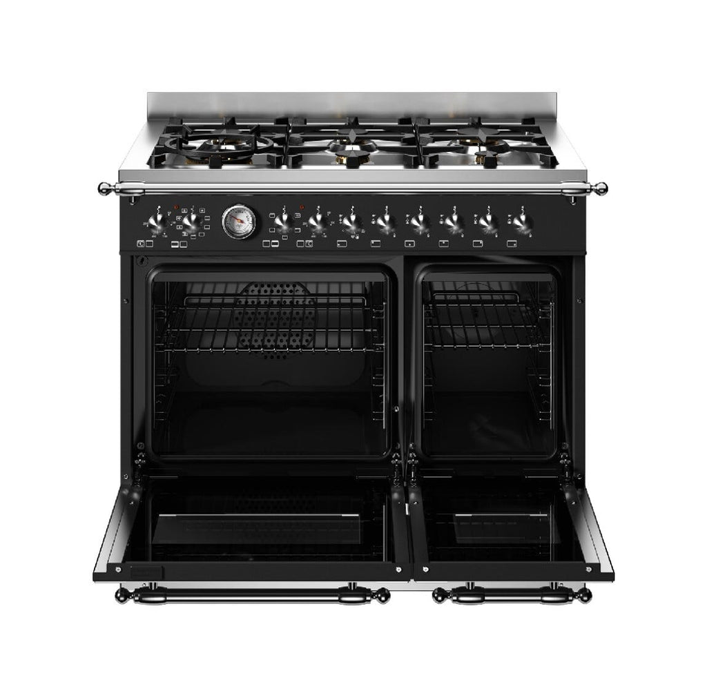 Bertazzoni HER96L2ENET2 Heritage Cucina da accosto 90 cm, 6 fuochi a gas, doppio forno elettrico, nero